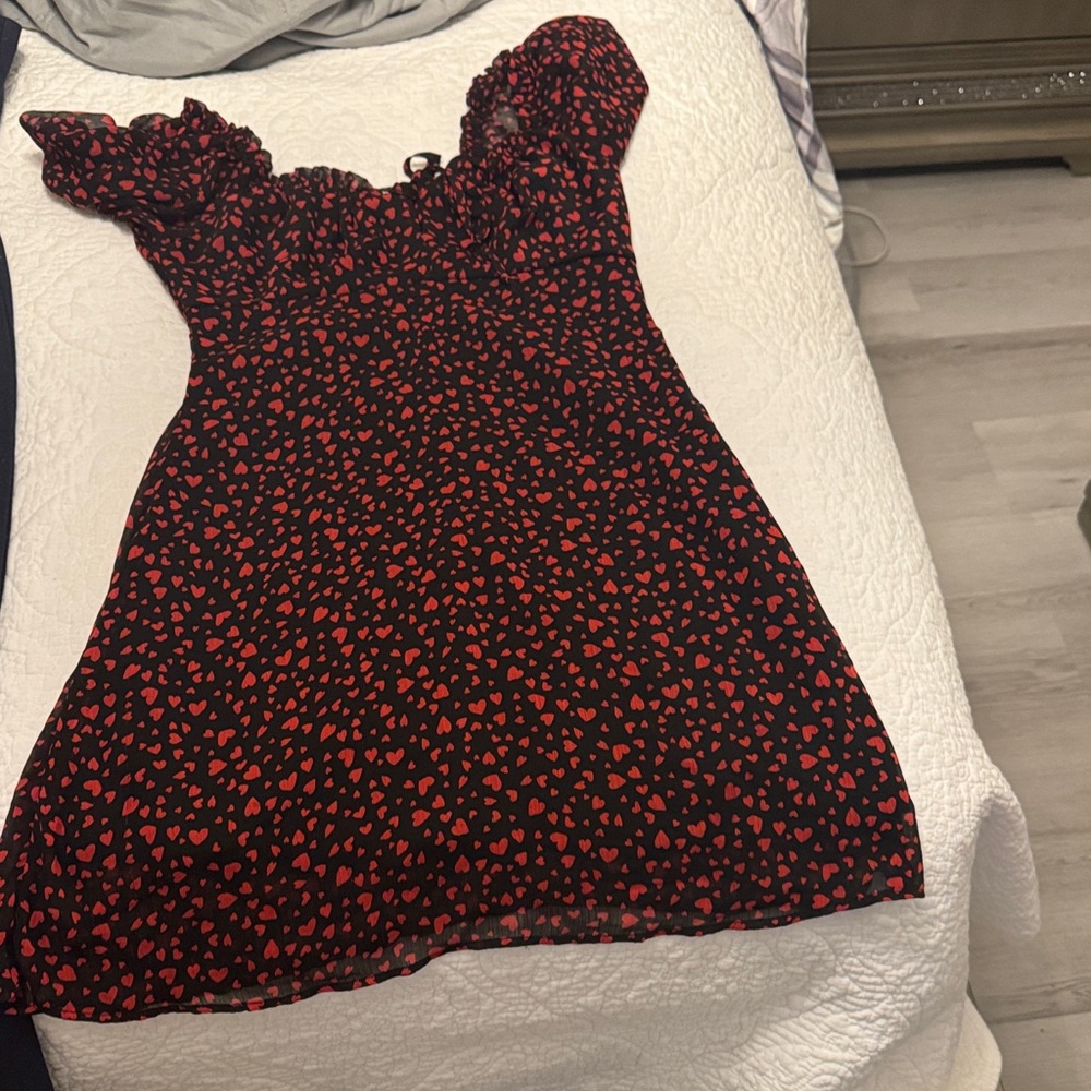 Black and Red Heart Print Dress